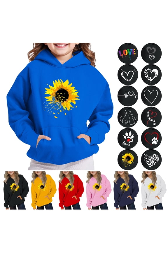 lcziwo Graphic Hoodie for Kids Fun Print Pullover Sweatshirt Boys Girls Long Sleeve Fashion Sweatshirts with Kangaroo Pocket Pink 150
