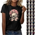 thumbnail image 1 of lcziwo Graphic Tees for Women Casual Crew Neck Short Sleeve Tshirts Halloween Print Cotton Pullover Tops, Black, XL, 1 of 5