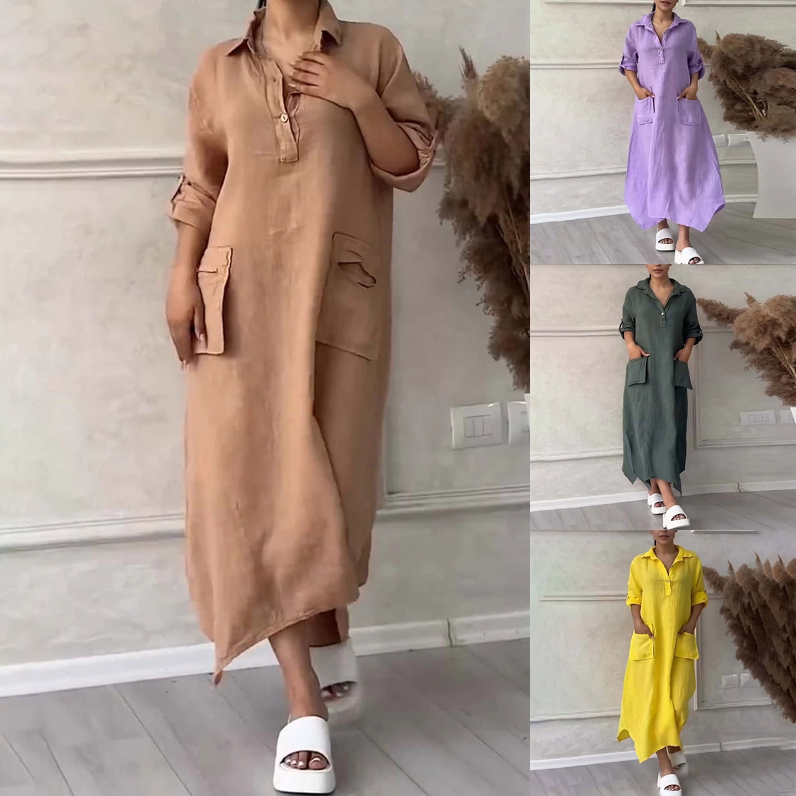 long sleeve hawaiian dress Hawaiian Dress Mid Length with Sleeves Haiku Aloha Cream / XL