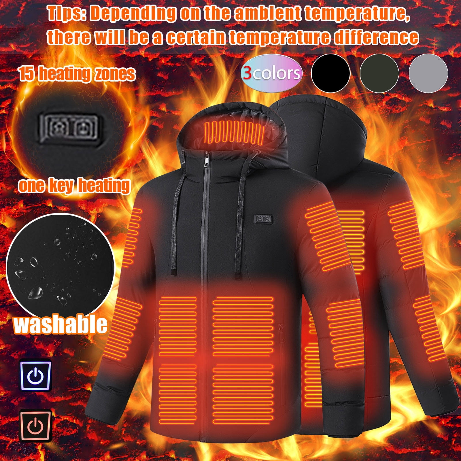 21 Areas Heated Jacket Winter Men's Women's Motorcycle Jacket USB Electric Heating Jacket Heated