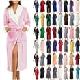 thumbnail image 1 of lcziwo Holiday Sales Women's Bathrobe Pajamas with Belt Plush Thickened Flannel Nightgown Long Sleeves Solid Color Sleep Robes Homewear,Pink,M, 1 of 5