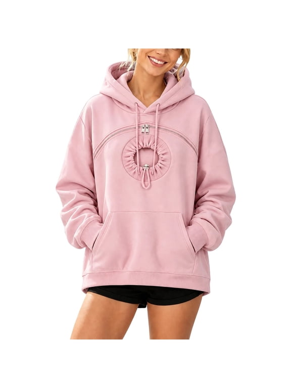 Hoodie with Dog Pouch Women Pet Hoodies Oversized Cat Carrier Hooded Sweatshirt with Carrying Pockets 2026 Pink,S
