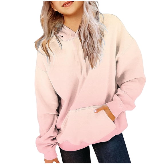 lcziwo Hoodies for Girls Oversized Casual Printed Gradient Hooded Sweatshirts with Pockets Trendy Cute Hoodies Outgoing 2026 Pink,7 Years
