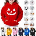 thumbnail image 1 of lcziwo Kids Hooded Sweatshirt Halloween Pumpkin Hoodie Boys Girls Fleece Pullover Sweatshirts with Pocket Pink 110, 1 of 5