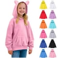 thumbnail image 1 of lcziwo Kids Hooded Sweatshirt with Cat Ear Boys Girls Pullover Hoodie Loose Casual Sweatshirts with Kangaroo Pocket Orange 110, 1 of 8