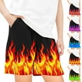 thumbnail image 1 of lcziwo Kids Shorts Boys Girls Flame Graphic Print Short Pants Elastic Waist Comfy Casual Beach Shorts with Pockets Orange 13-14 Years, 1 of 5
