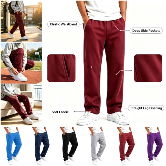 lcziwo Kids Uniform Pants Casual Elastic Waist Sweatpants Baggy Straight Wide Leg Open Bottom Trousers