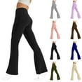 thumbnail image 1 of lcziwo Lightning Prime Sales, Womens Flare Yoga Pants with Pockets Casual High Waist Bootcut Flared Leggings Solid Color Butt Lifting Bell Bottom Tights Purple XXL, 1 of 9