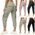 thumbnail image 1 of lcziwo Lightning Sales of Today, Women's Lightweight Hiking Cargo Pants Casual Drawstring Elastic Bottom Joggers Sweatpants Outdoor Quick Dry Travel Work Trousers with Pockets Dark Gray M, 1 of 8