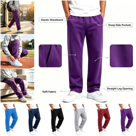 lcziwo Lightweight Sweat Pants for Kids Elastic Waist Straight Leg Sweatpants Solid Color Open Bottom Trousers