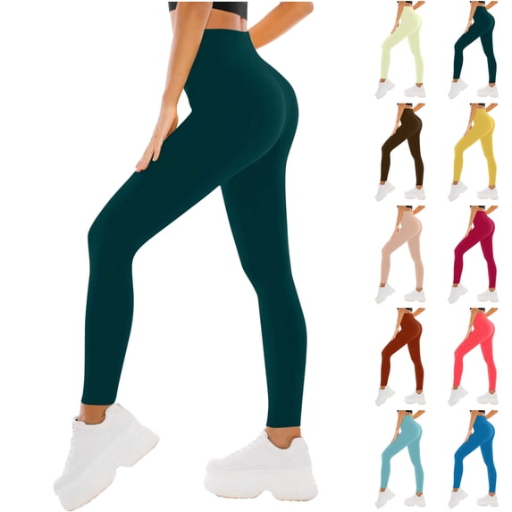 lcziwo Limited Time Sales of The Day, Butt Lifting Leggings for Women Gym Seamless Workout Compression Leggings Solid Casual High Waisted Tummy Control Yoga Pants Bronze XXL