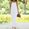 thumbnail image 1 of lcziwo Loose Dress for Women Flowy Linen Solid Color Sleeveless Tank Dress Round Neck Summer Holiday Sundresses Black M, 1 of 7
