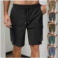 thumbnail image 1 of lcziwo Man Cargo Shorts Multi Pockets Solid Color Relaxed Fit Summer Drawstring Beach Shorts Cotton Camping Fishing Work Shorts Navy S, 1 of 8