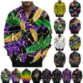 thumbnail image 1 of lcziwo Mardi Gras Outfit for Men 2025 Long Sleeve Casual Button Down Shirts Carnival Mask Graphic Button-Up Shirt Novelty Funny Holiday Party Shirts Multicolor XXL, 1 of 6