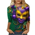 lcziwo Mardi Gras Tee Shirts for Women 2025 Carnival Themed Tops 3/4