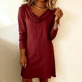 thumbnail image 1 of lcziwo Maxi Dresses for Women Cotton Linen Solid Color Long Sleeve Long Dress Loose Flowy Cowl Neck Vacation Dress Red S, 1 of 7