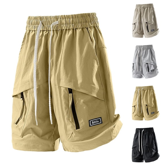 lcziwo Men Athletic Shorts with Multi Pockets Cotton Big and Tall Summer Casual Beach Shorts Camping Fishing Work Shorts Gray XXL