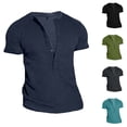 thumbnail image 1 of lcziwo Men Short Sleeve T-Shirts Athletic Outdoor Button Down Pullover Comfortable Casual Summer Basic T Shirt Dark Blue M, 1 of 6