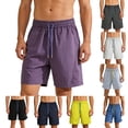 thumbnail image 1 of lcziwo Men Shorts with Pockets Summer Outdoor Elastic Waist Beach Shorts Hiking Fishing Casual Drawstring Dress Shorts Navy XXXL, 1 of 6