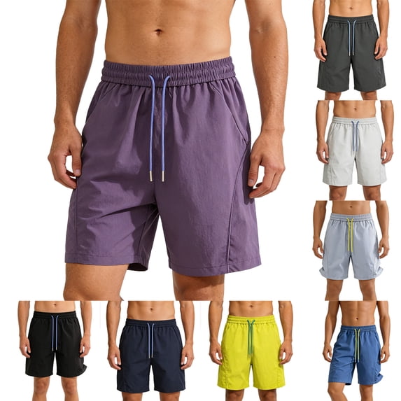 lcziwo Men Shorts with Pockets Summer Outdoor Elastic Waist Beach Shorts Hiking Fishing Casual Drawstring Dress Shorts Navy XXXL