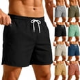 thumbnail image 1 of lcziwo Men Shorts with Pockets Twill Summer Holiday Elastic Waist Trunks Camping Fishing Outdoor Drawstring Dress Shorts Green XL, 1 of 10
