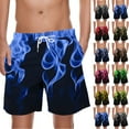 thumbnail image 1 of lcziwo Men's 7 Inch Swim Trunks Summer Beach Cosual Flame Print Short Swimsuit Pockets Drawstring Swim Shorts Red XL, 1 of 5