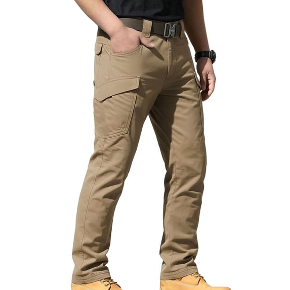 lcziwo Men's Big and Tall Baggy Cargo Pants Outdoor Hiking Mountain Pants Waterproof Climbing Work Pants with Pockets Khaki,XXXL