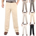 thumbnail image 1 of lcziwo Men's Business Pants Big and Tall Cotton Ruched High Waisted Slacks Casual ComfortableStraight Leg Flat Front Formal Pants Dark Gray XXXXL, 1 of 10