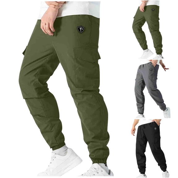 lcziwo Men's Cargo Pants Travel Combat Jogger Tactical Pants with Multiple Pockets Camping Relaxed Fit Drawstring Sweatpants Gray XL
