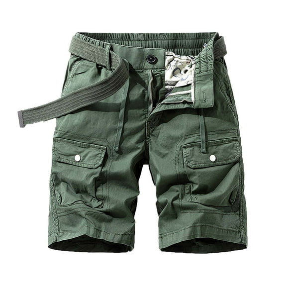 lcziwo Men's Cargo Shorts for Work Outdoor Hiking Beach Shorts Stretch Waist Buttoned Cotton Shorts with Zipper Pockets Casual 2025 Army Green,XL