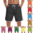 thumbnail image 1 of lcziwo Men's Gym Shorts Summer Holiday Elastic Waist Hiking Shorts with Pockets Beach Fishing Outdoor Drawstring Shorts Red L, 1 of 8