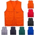 thumbnail image 1 of lcziwo Men's Outdoor Lightweight Fishing Vest Solid Color Sleeveless V Neck Jackets with Pockets Travel Hiking Cargo Coats, Gray, XXXXL, 1 of 3