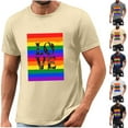 thumbnail image 1 of lcziwo Men's Rainbow Stripe Graphic T-Shirt Crew Neck Cotton Tops Loose Casual Short Sleeve Summer Tees Vacation Clothes Gray XXL, Mens Gifts, 1 of 5