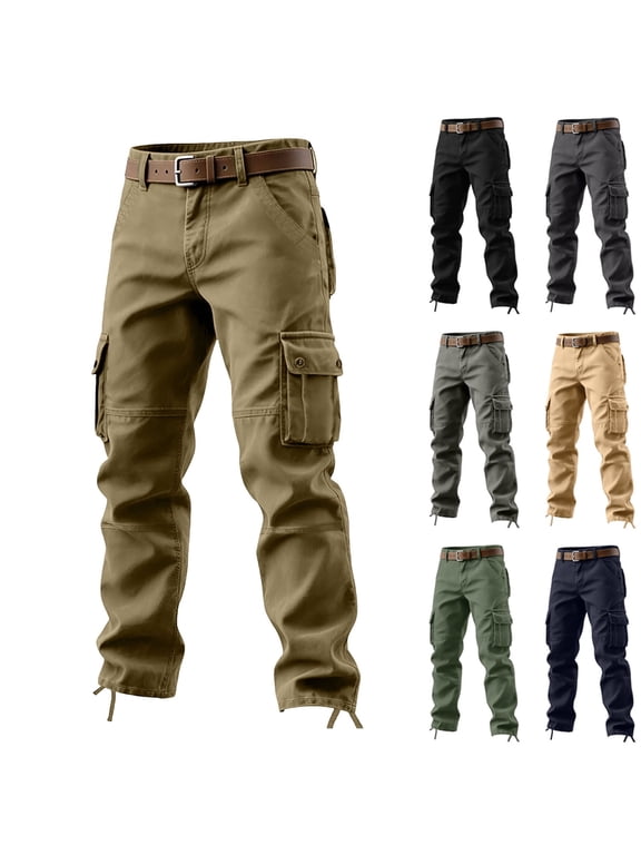 Men's Pants EDC Beach Holiday Work Pants with Pockets Big and Tall Summer Wide Leg Pants Dark Gray 36