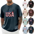 thumbnail image 1 of lcziwo Mens 4Th Of July Shirt Cotton Big and Tall Lightweight Short Sleeve Tee Patriotic Graphic Casual Crew Neck Tshirt Brown S, 1 of 5