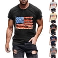 thumbnail image 1 of lcziwo Mens 4th of July Shirt Casual Crewneck Short Sleeve Summer Tops Fashion American Flag Graphic Tee Shirts Cotton Pullover Beige L, Man Gifts for Birthday, 1 of 6
