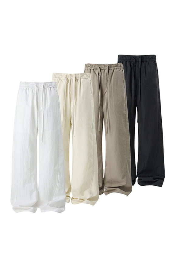 Mens Athletic Pants with Multi Pockets Camping Relaxed Fit Pants Beach Classic Drawstring Hiking Pants White XXL