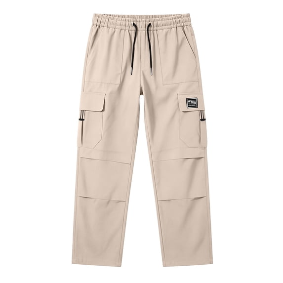 lcziwo Mens Big and Tall Cargo Pants Big and Tall Comfy Hiking Pants Drawstring Waist Baggy Work Pants with Pockets Beige,L