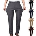 thumbnail image 1 of lcziwo Mens Big and Tall Pants with Pockets Button Straight Leg Suit Pants Solid Color Casual Flat Front Dress Slacks Khaki XXXXL 40, 1 of 8