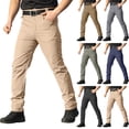 thumbnail image 1 of lcziwo Mens Cargo Pants Multi Pocket Waterproof Work Holiday Construction Pants Ripstop Beach Casual Relaxed Fit Trousers Brown L, 1 of 9