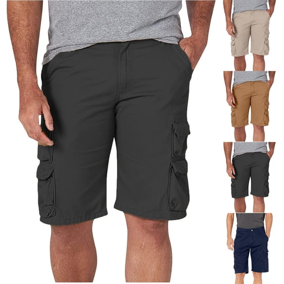 lcziwo Mens Cargo Shorts Casual Summer Chino Shorts Multi Pockets Solid Color Loose Hiking Camping Work Shorts Khaki XXL