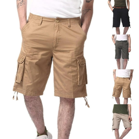 lcziwo Mens Cargo Shorts Multi Pockets Cotton Big and Tallr Classic Fit Summer Beach Shorts Camping Fishing Zipper Fly Hiking Shorts Beige XXL
