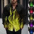 thumbnail image 1 of lcziwo Mens Casual Button Down Long Sleeve Shirts Fashion Flame Print Shirts Big and Tall Comfy Breathable Lapel Shirts on Sale Blue XL, 1 of 6