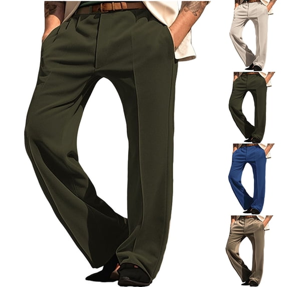 lcziwo Mens Casual Pants Velvet Straight Leg Zipper Fly Formal Pants with Pockets Solid Color Lightweight Comfortable Trousers Coffee XXL