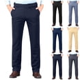 thumbnail image 1 of lcziwo Mens Classic Straight work pants Big and Tall Lightweight Pants Solid Color Office Comfortable Flat Front Trousers Khaki 32, 1 of 7