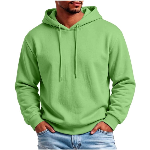 lcziwo Mens Drawstring Hoodies Long Sleeve Solid Color Hooded Pullover Big and Tall Sweatshirt Hoodies with Zip Pockets Mint Green,XXXL