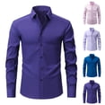 thumbnail image 1 of lcziwo Mens Dress Shirts Solid Color Wrinkle Free Formal Long Sleeved Shirts Regular Fit Slim Fit Button Down Shirt Blue XXL, 1 of 9