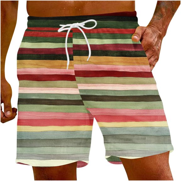lcziwo Mens Hawaiian Board Shorts 2025 Casual Stretchy Beach Shorts Elastic Waist Drawstring Shorts Lightweight Summer Vacation Shorts with Pockets Multicolor,S