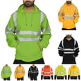 thumbnail image 1 of lcziwo Mens High Visibility Reflective Safety Hoodie Jackets Zipper Long Sleeve Hi Vis Sweatshirt Outwear Construction Work Uniforms, Green, M, 1 of 7