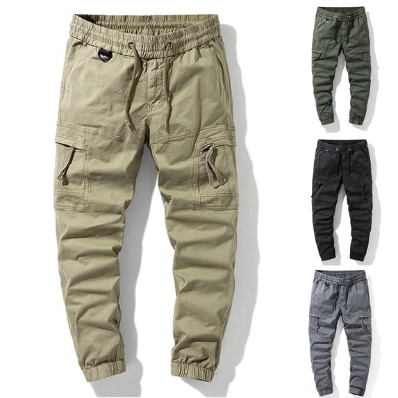 lcziwo Mens Hiking Pants Golf Comfortable Jogger Pants with Pockets Cotton Outdoor Camping Classic Cargo Pants Green XL